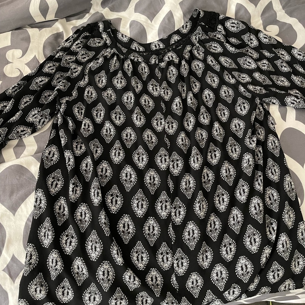 Black and white lace blouse